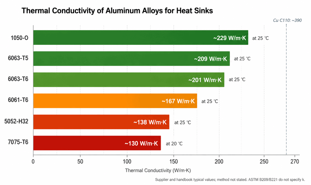 Thermal conductivity of five aluminum alloys at 25 °C