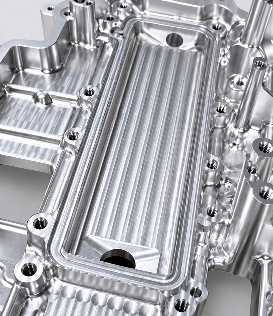 Finished 6061-T6 aluminum CNC machining pocket surface close-up