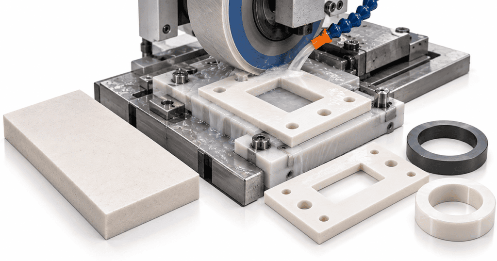 Engineering ceramics machining and grinding with precision alumina components and diamond finishing