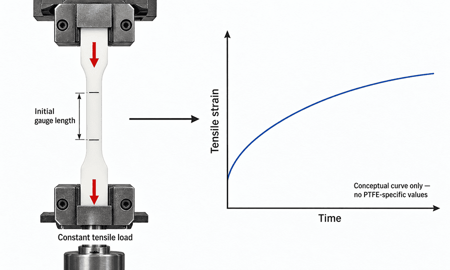 PTFE creep article diagram of ISO 899-1 tensile creep testing