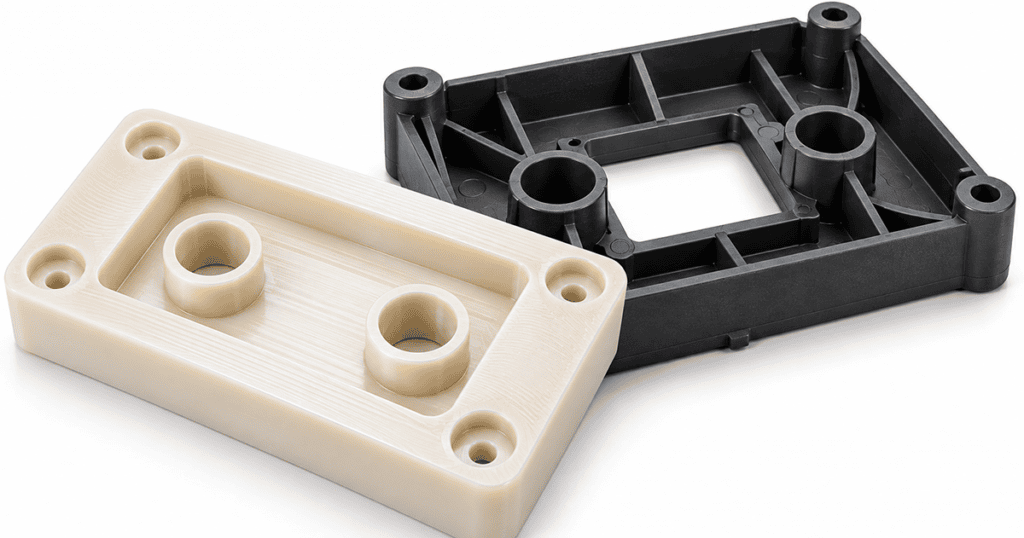 Polyamide nylon machined and molded parts with moisture, creep, and tolerance inspection context