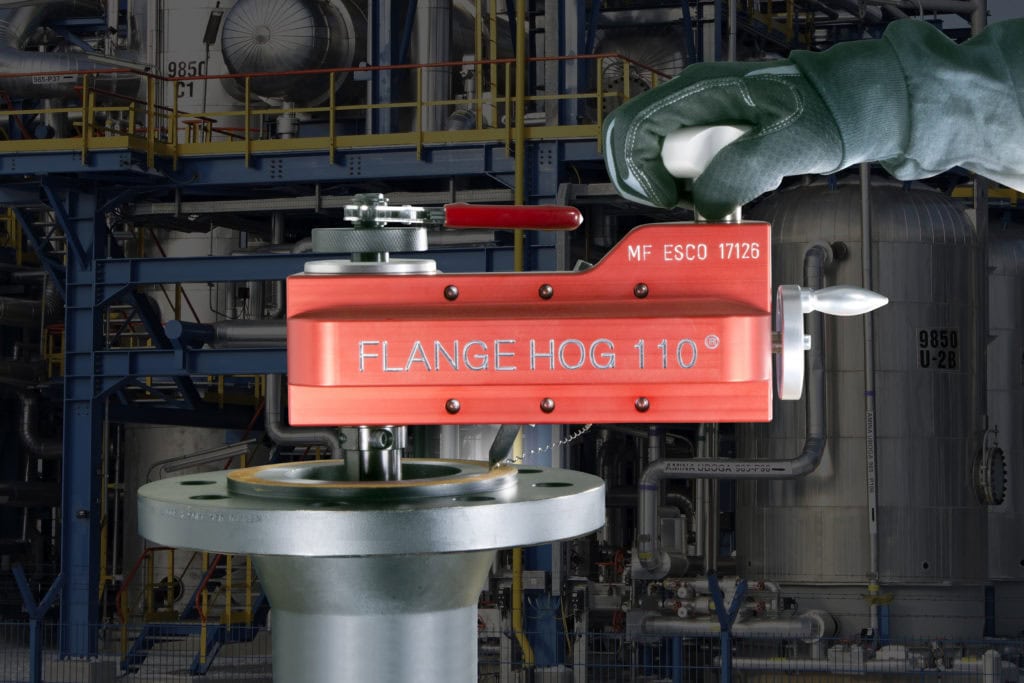 Flange facer, flange facing, re-facing flanges, reconditioning rusty, scarred or worn flange gasket seats