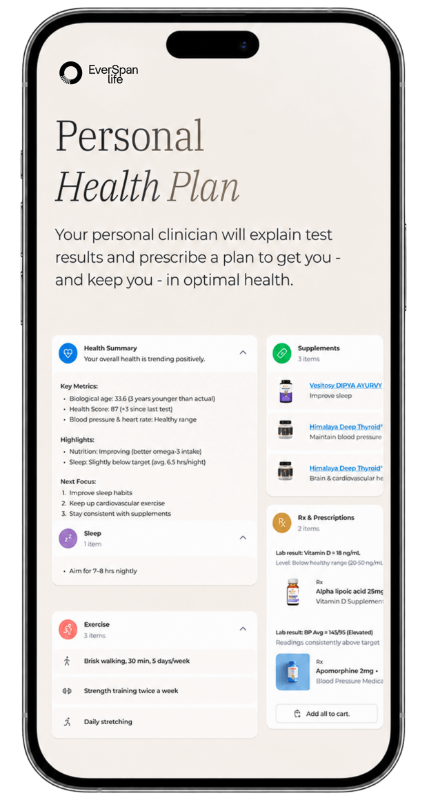 EverSpan Life app: personalized health plan