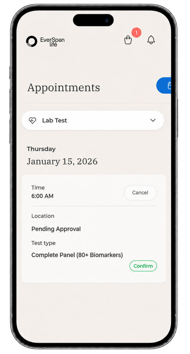 EverSpan Life app: schedule labs and telemedicine appointments