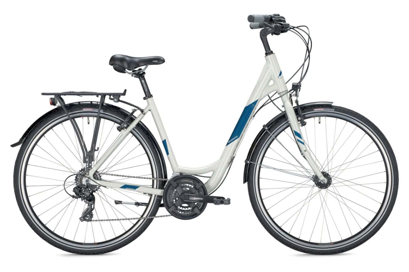 Fahrrad mit Elektromotor und Gepäckträger in Würzburg.
