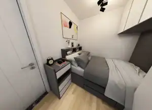 ALT標籤：現代簡約臥室設計，量身定制傢俱，提升空間舒適感.