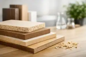 多種ENF板材樣品，適合傢俱設計與定制，展示不同材質與紋理選擇。.