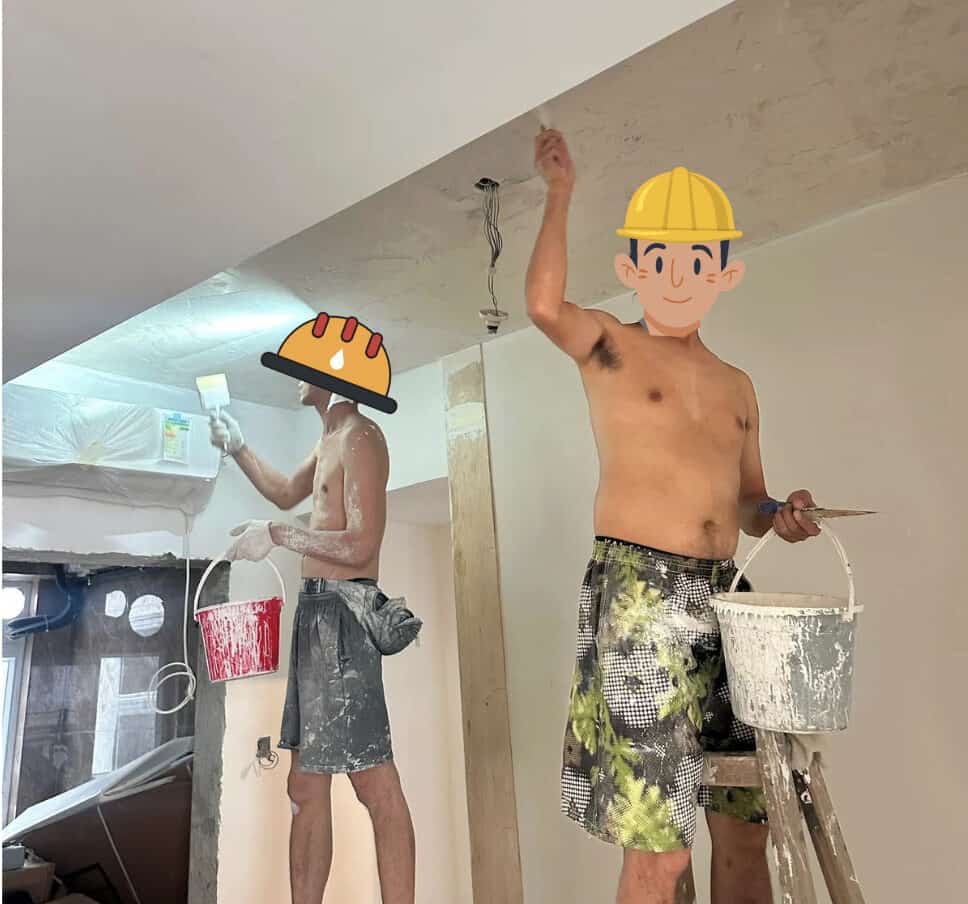 香港裝修工程施工現場，油漆工程及室內翻新，由香港師傅負責施工
