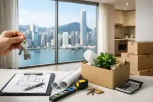 香港新樓收樓準備流程，房屋交接與裝修工具展示.