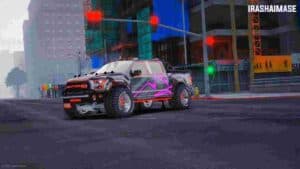 Experience the thrill of off-road driving with the Fivem Ford Raptor Monster mod, built for dominating rugged terrains in GTA V with power and style.