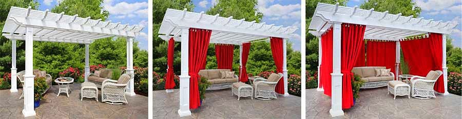 Kültéri, kerti függöny - előtte és utána.