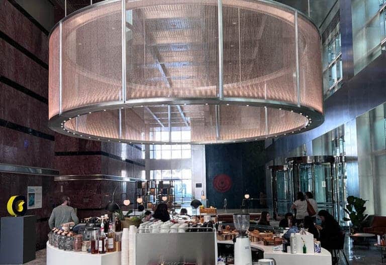 Graepels woven wire mesh lighting fixture