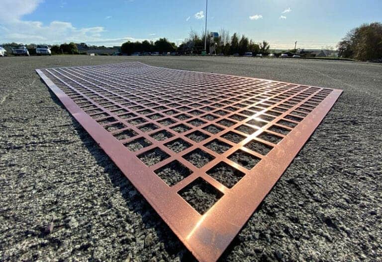 Perforated metal copper sheet outside factory