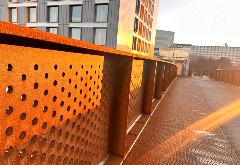 Chelsea gold flooring and balustrade in Corten
