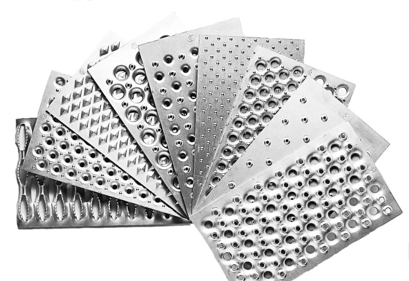 Perforated metal in different material types