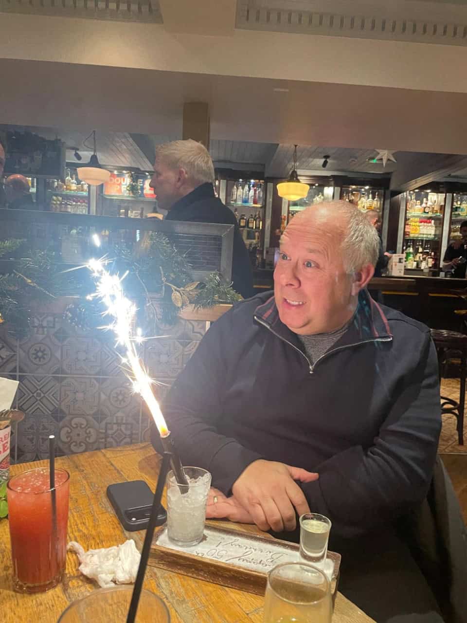 Steve enjoying his sparkler