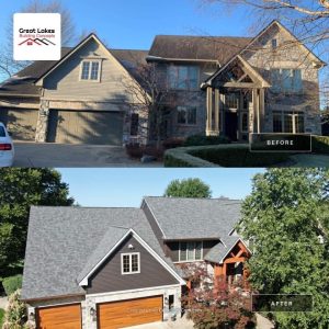 Vinyl siding contractor installing new siding in West Michigan