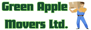 Green Apple Movers logo with a cartoon mover holding a box.