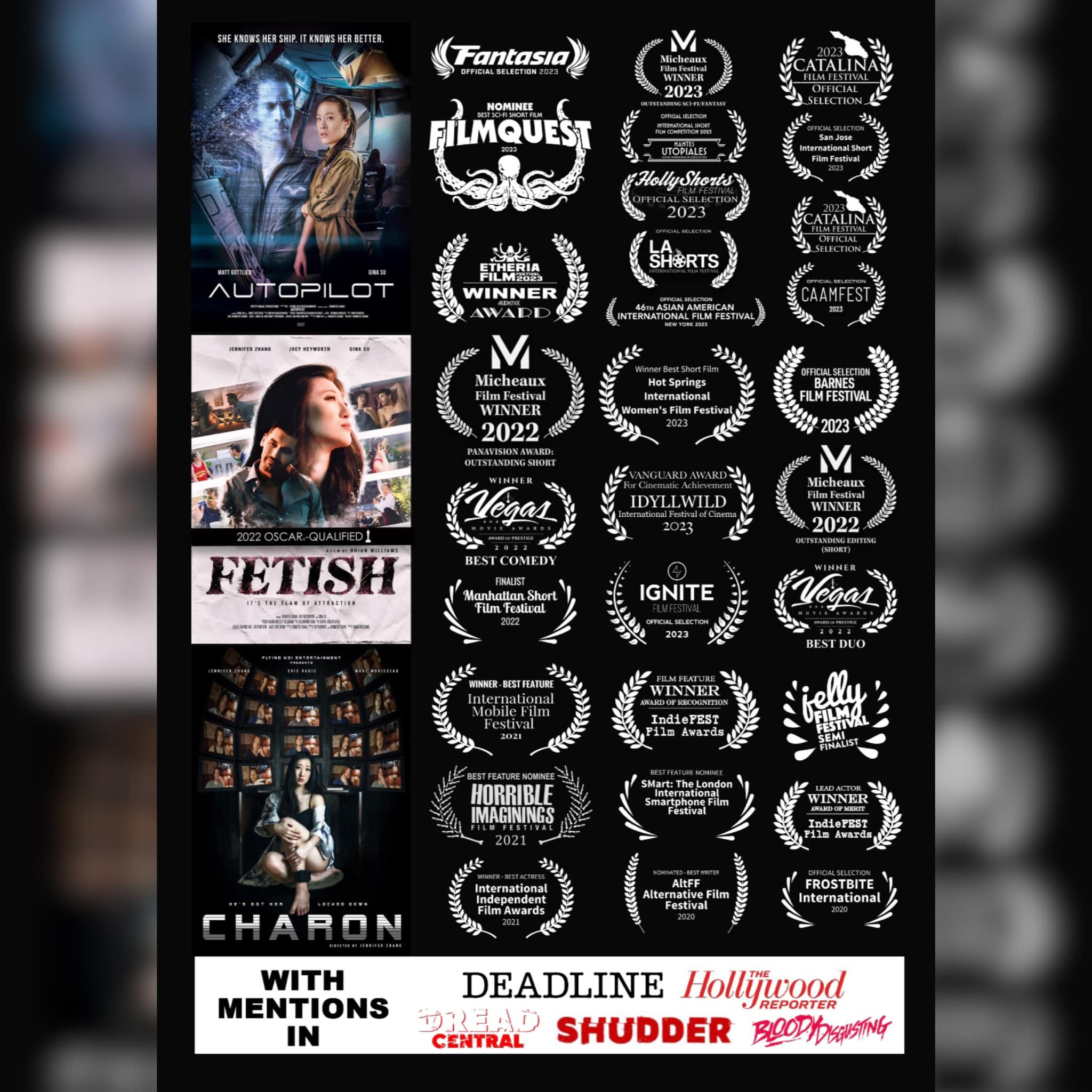 Jennifer Zhang's award-winning, critically acclaimed body of work, including Charon, Autopilot, and Fetish