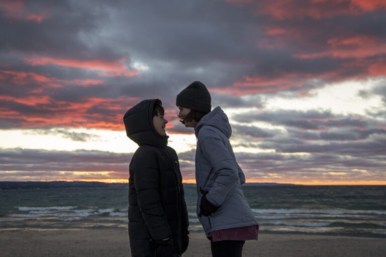 Sunset at Petoskey State Park in winter.