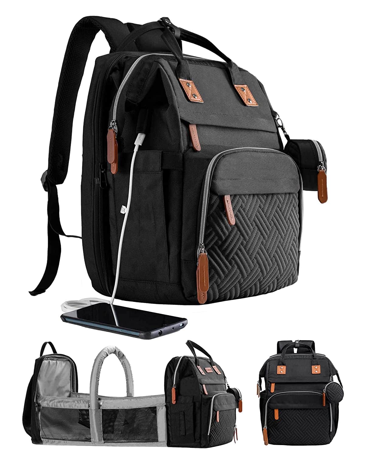 Diaper bag that transforms into a small play area for babies