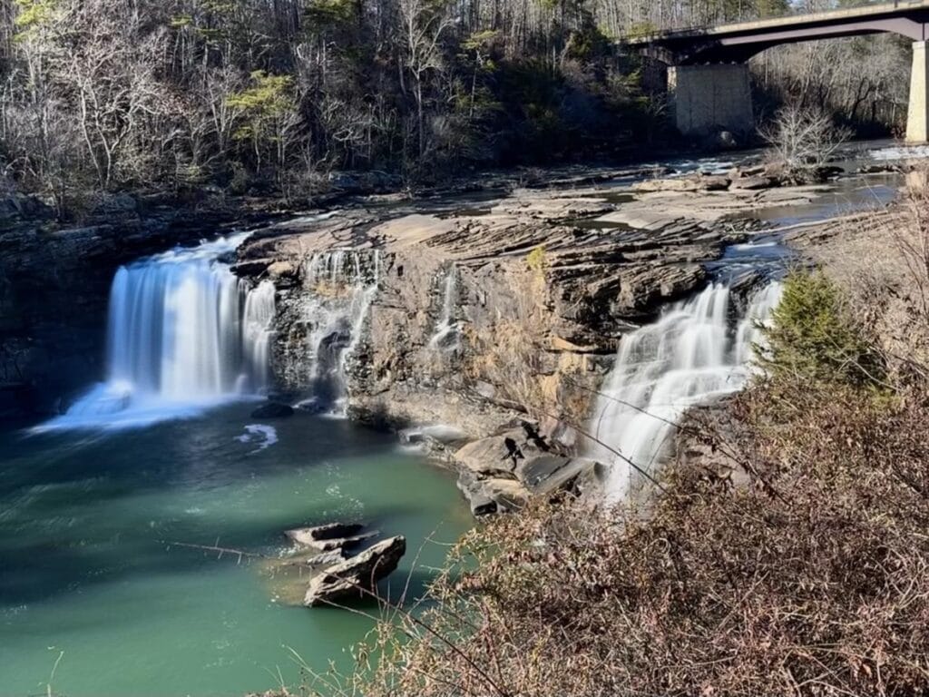 Little River Canyon: A Budget-Friendly Family Adventure View from Little River Canyon Boardwalk Overlook, showcasing the majestic landscape and cascading waterfalls of Alabama's natural wonder.