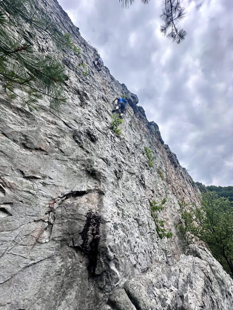 Hikers climbing the optional climb at NRocks