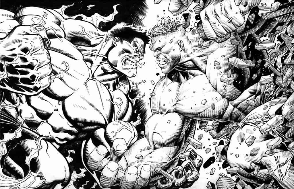 Hero Initiative comic book artwork featuring superheroes in a fierce, dynamic fight.