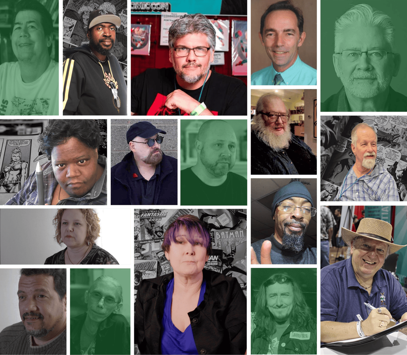 Diana M37 Hero Initiative event featuring diverse comic book creators and artists for charity.