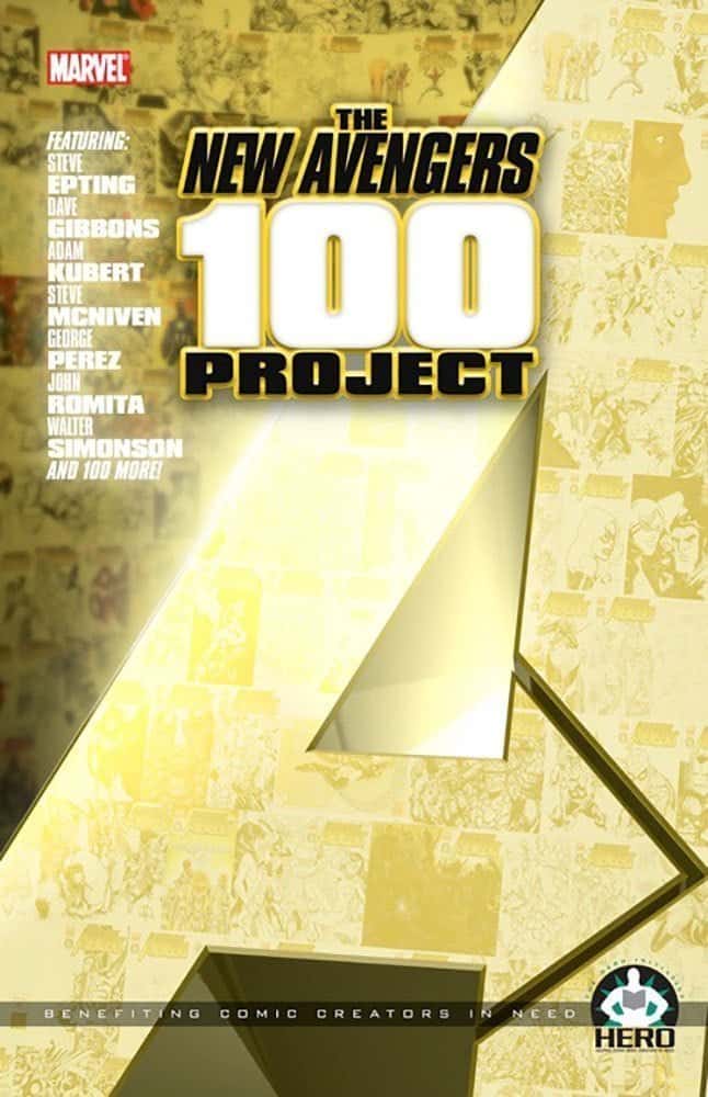 Detailed image of Marvel's "The New Avengers 100 Project" showcasing comic creators benefiting comics creators in need.