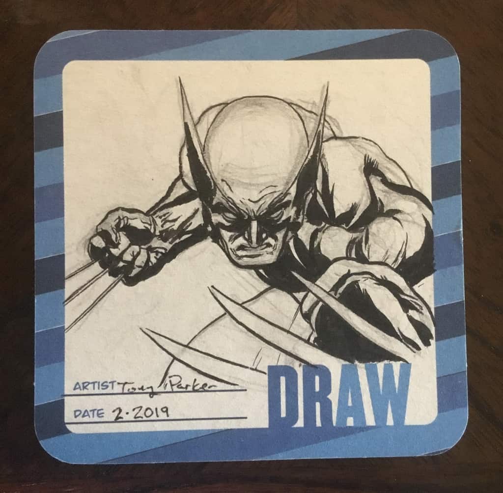 Highly detailed sketch of Wolverine from X-Men in action pose.