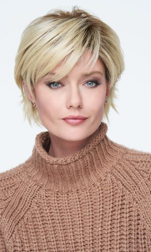 Stylish short blonde wig perfect for a fashionable look and flirtatious style.
