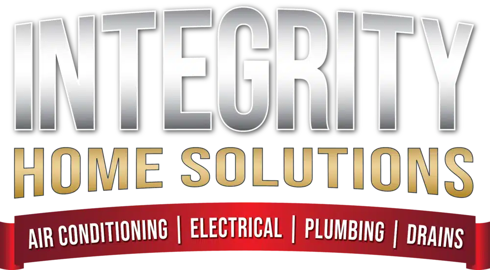 Integrity Home Solutions logo with text: "Air Conditioning, Electrical, Plumbing, Drains.