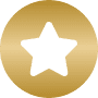 Gold circle with a black star in the center.