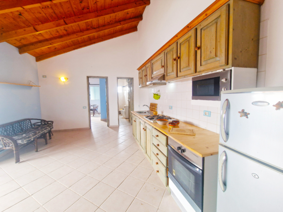 Living Area with Kitchen - Central Santa Maria 1 Bed Penthouse for Sale, Sal, Cabo Verde