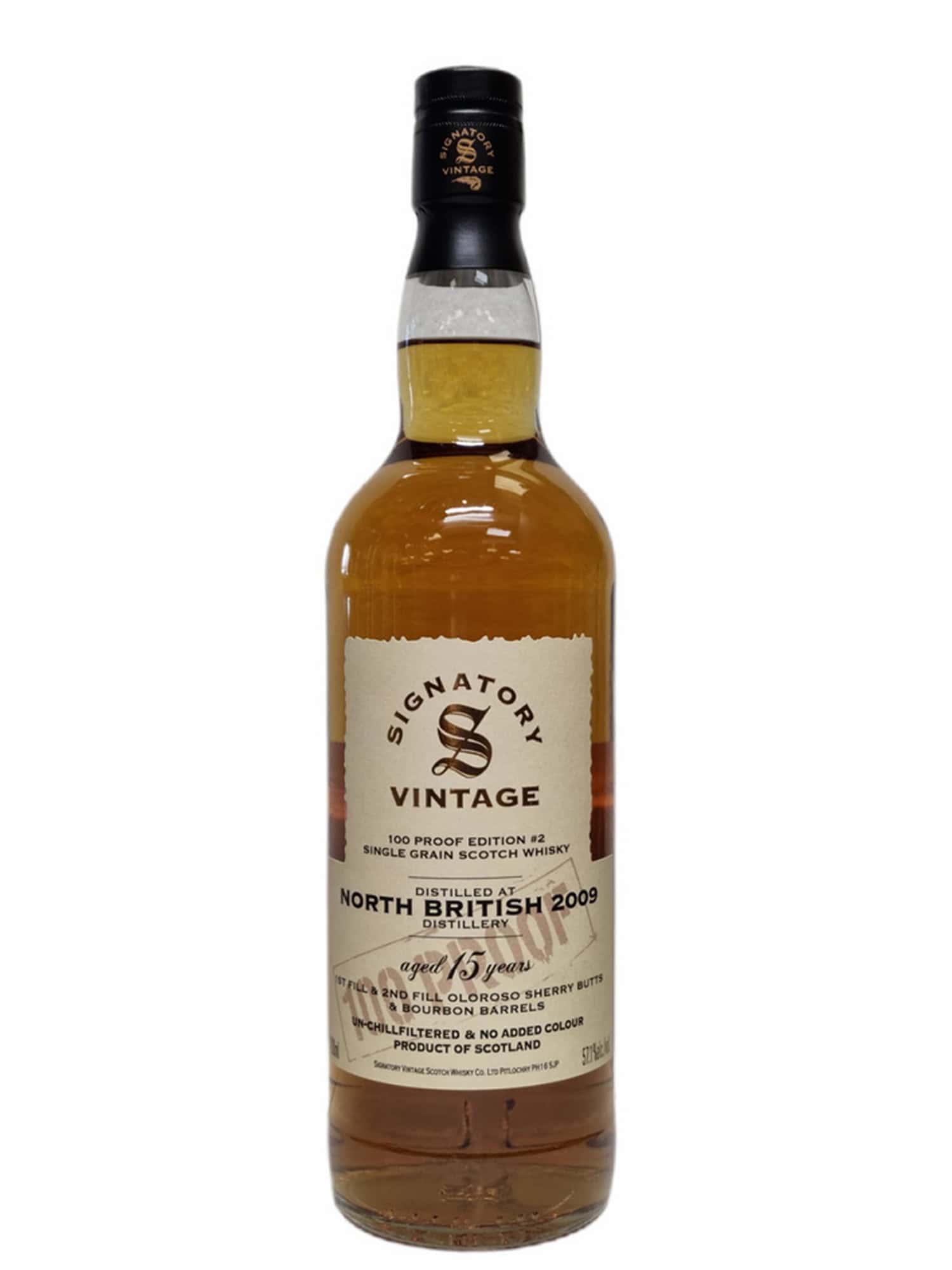 Signatory Vintage North British 15 Year Old 2009 100 Proof Grain #2 57.1% Lowland Single Grain Scotch Whisky 70cl