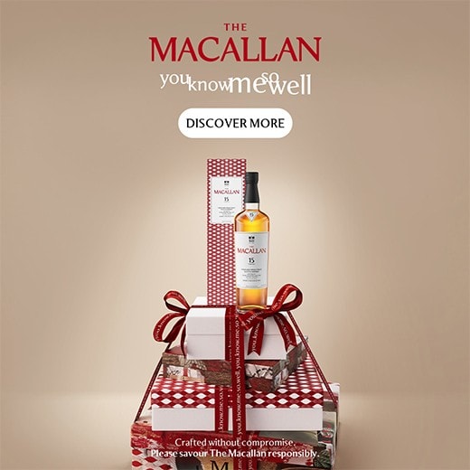 The Macallan whisky gift box with The Macallan 15 bottle.