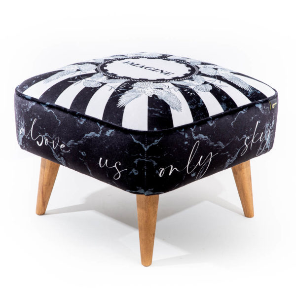 Imagine inspired velvet slogan foot stool