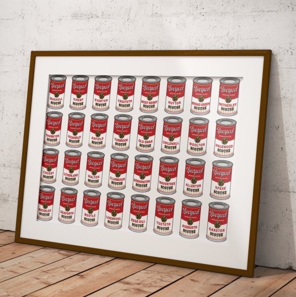 Scouse Cans Red and White A3