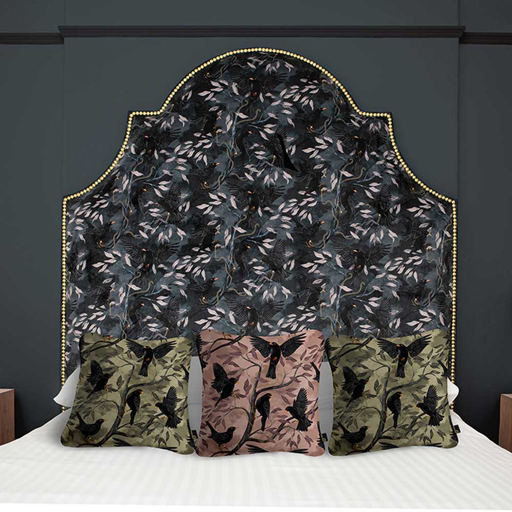 Blackbird bespoke headboard with matching cushions