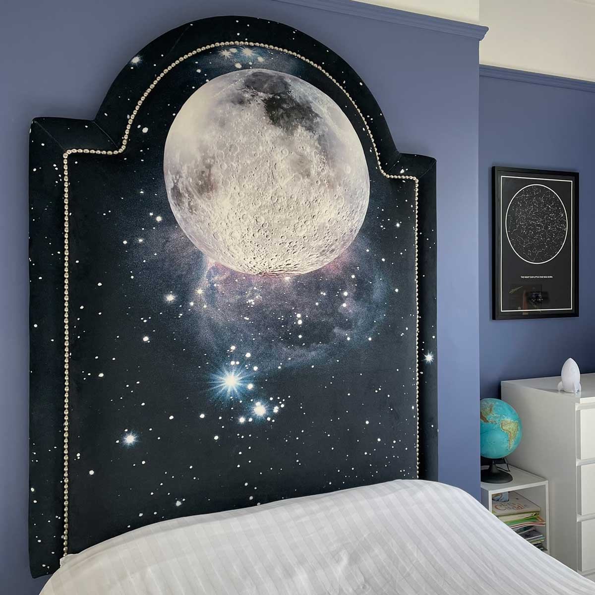 Moon-themed bespoke headboard commission
