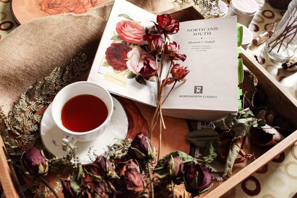 Tea, roses, and a book