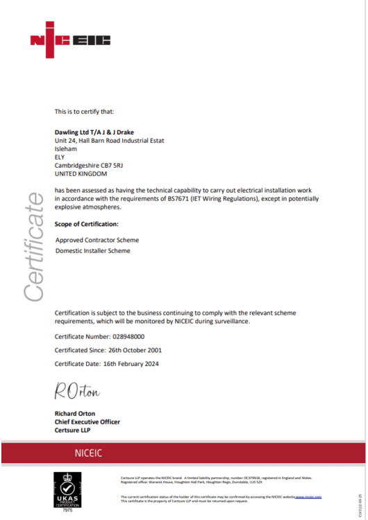 NICEIC Certificate
