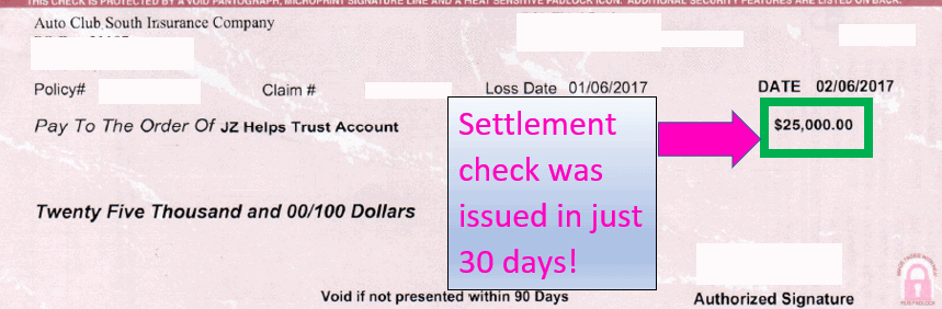 25k settlement check issued (in just 30 days!)