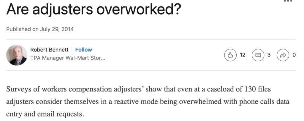Walmart TPA says adjusters are overworked
