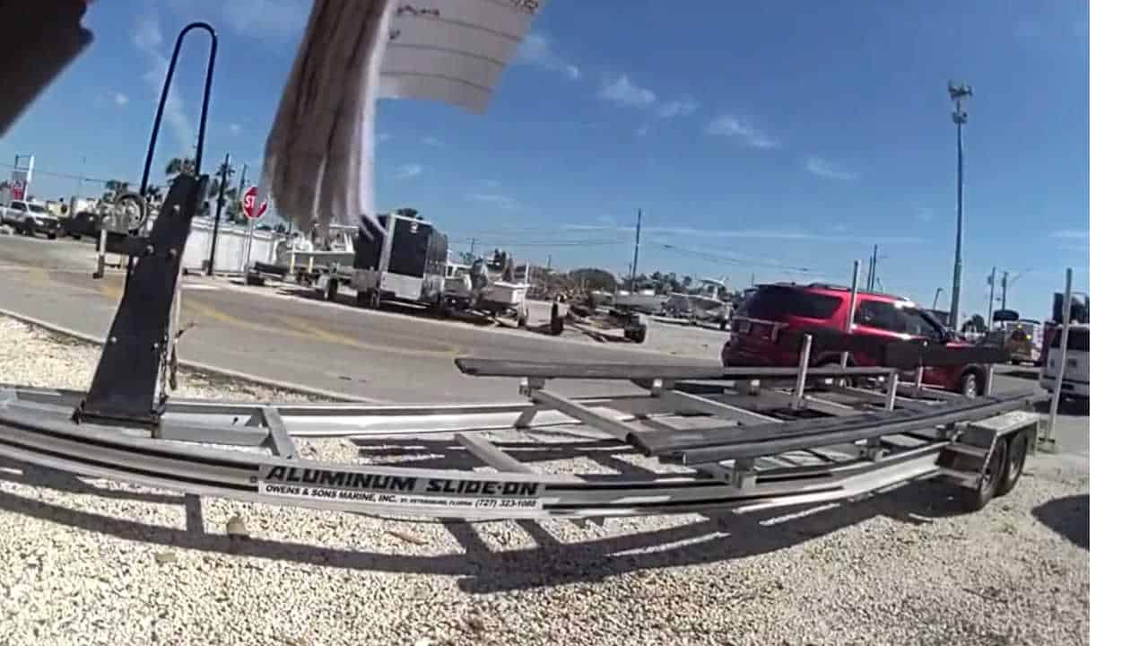 Aluminum boat trailer at a Florida marina, that injured a pedestrian