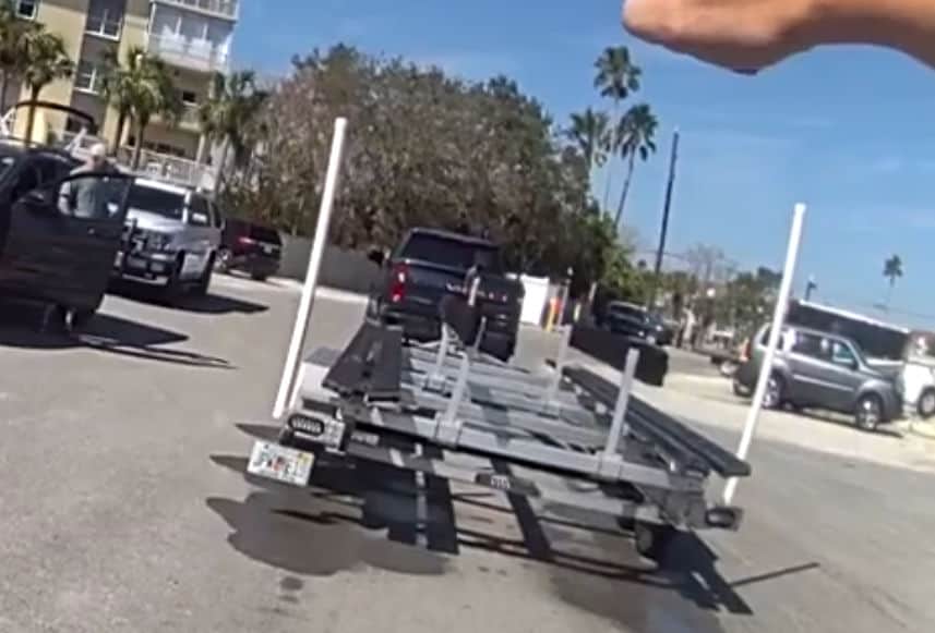 boat trailer on back of pickup truck that struck woman