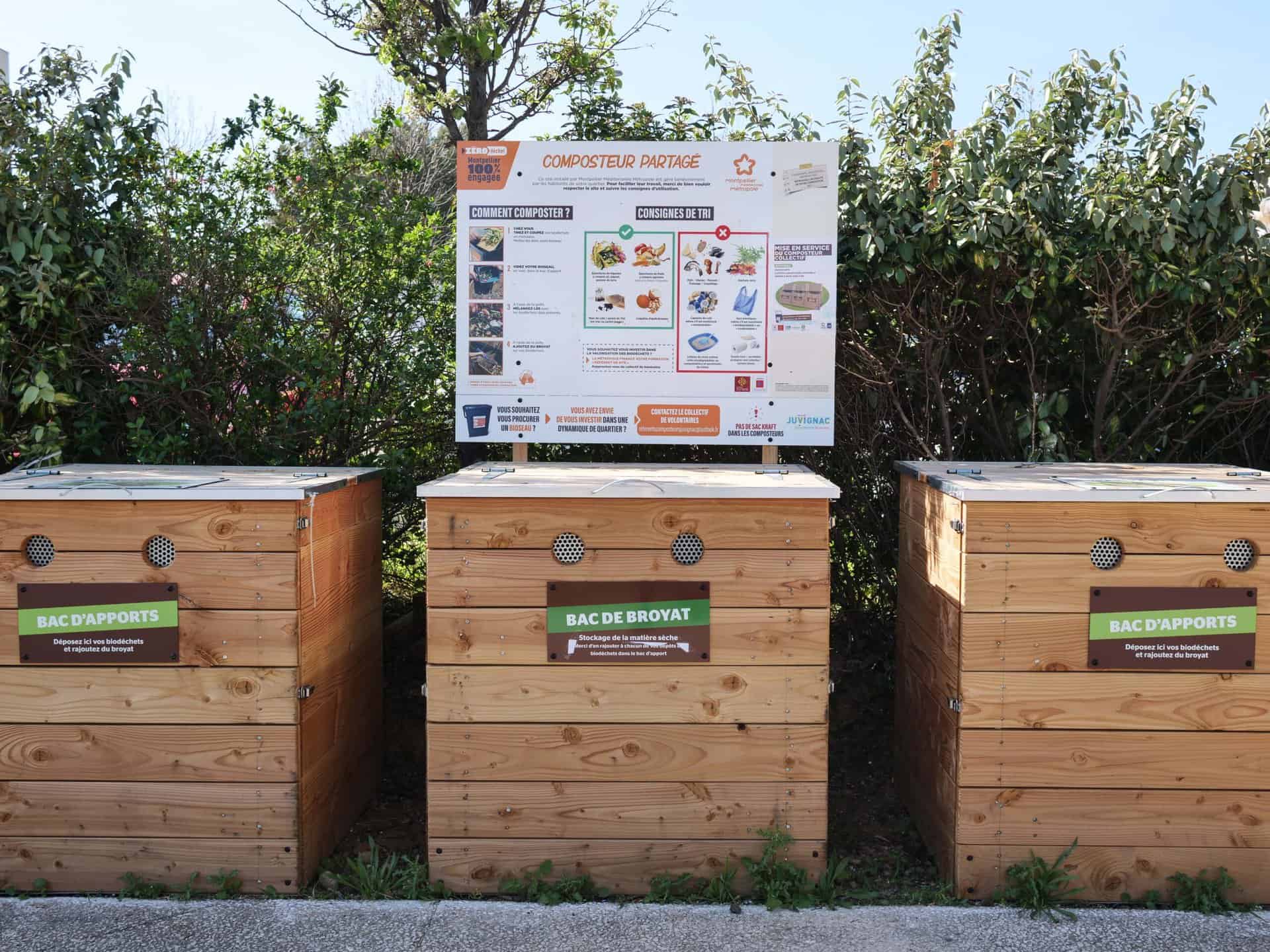 Composteurs collectifs du quartier des Constellations, zoom sur le panneau des consignes de tri