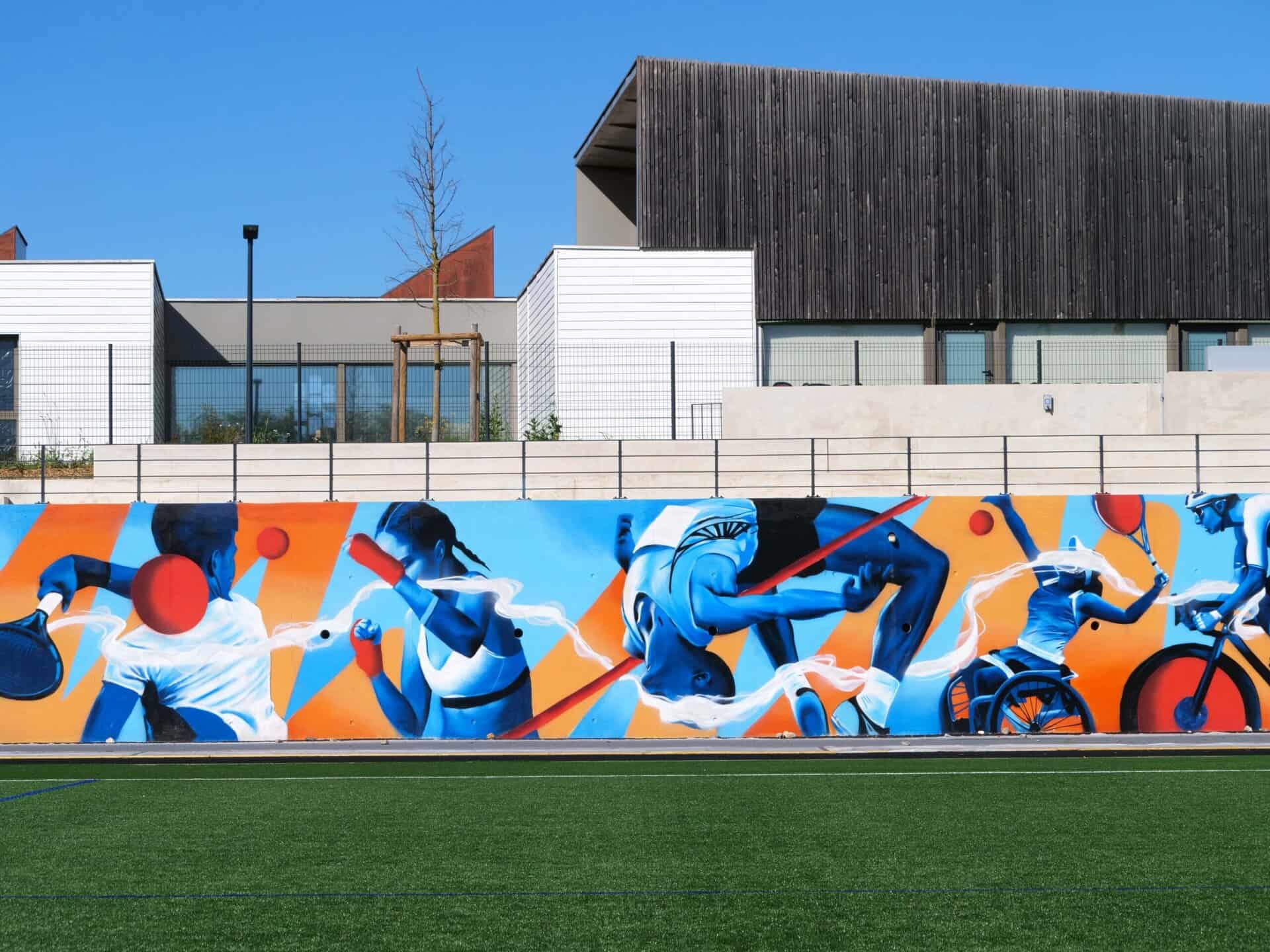 Fresque du complexe sportif Ludwig Guttmann - Oskour - Ville de Juvignac