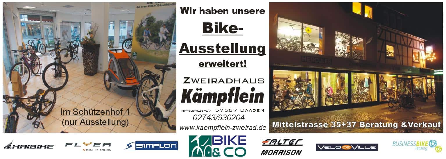 Innenansicht der erweiterten Bike-Ausstellung im Zweiradhaus Kämpflein.